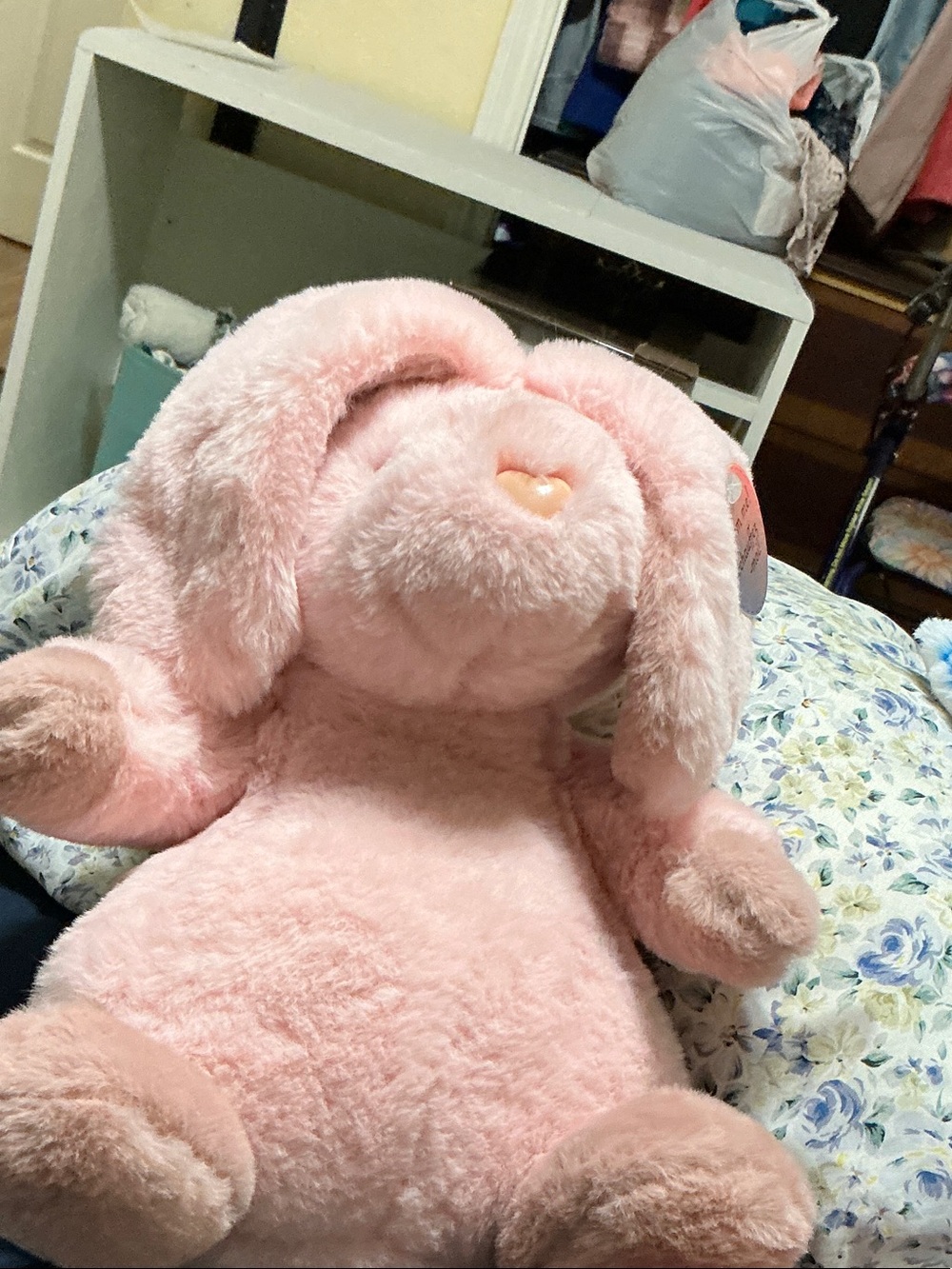 NWT Pink Microwavable Bunny Plush  | Removable Heat Pad Button Back